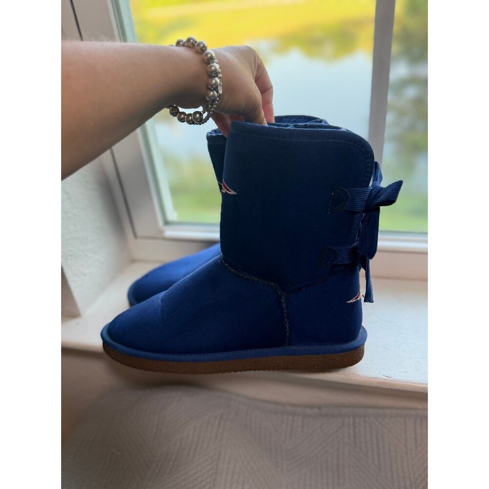 New England Patriots NFL Football Women’s Blue Winter Boots with Ribbon Size 9 - Picture 6 of 11